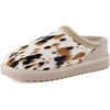 image:imageCUSHIONAIRE Keto Genuine Suede Leather Kids Slippers for Boys and Girls  Cozy SlipOn Mule House Shoes with Faux Fur Lining Cushioned Memory Foam ComfortBrown Spotted
