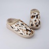 image:imageCUSHIONAIRE Keto Genuine Suede Leather Kids Slippers for Boys and Girls  Cozy SlipOn Mule House Shoes with Faux Fur Lining Cushioned Memory Foam ComfortBrown Spotted