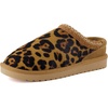 image:imageCUSHIONAIRE Keto Genuine Suede Leather Kids Slippers for Boys and Girls  Cozy SlipOn Mule House Shoes with Faux Fur Lining Cushioned Memory Foam ComfortBrown Cheetah