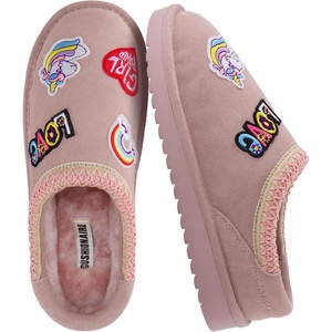 image:imageCUSHIONAIRE Keto Genuine Suede Leather Kids Slippers for Boys and Girls  Cozy SlipOn Mule House Shoes with Faux Fur Lining Cushioned Memory Foam ComfortPink