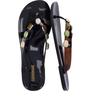 image:imageCUSHIONAIRE Soley Jelly Flip Flops for Women with Gemstone Thong StrapChocolate