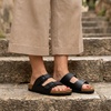image:imageCUSHIONAIRE Lane Cork Slide Womens Sandals Comfortable Sandals for WomenBlack Nappa