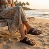 image:imageCUSHIONAIRE Lane Cork Slide Womens Sandals Comfortable Sandals for WomenBrown Nappa