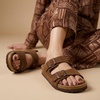 image:imageCUSHIONAIRE Lane Cork Slide Womens Sandals Comfortable Sandals for WomenBrown Vegan Suede