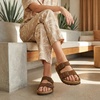 image:imageCUSHIONAIRE Lane Cork Slide Womens Sandals Comfortable Sandals for WomenBrown Vegan Suede