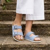 image:imageCUSHIONAIRE Lane Cork Slide Womens Sandals Comfortable Sandals for WomenLt Blue Vegan Suede
