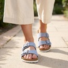 image:imageCUSHIONAIRE Lane Cork Slide Womens Sandals Comfortable Sandals for WomenLt Blue Vegan Suede