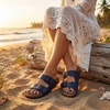 image:imageCUSHIONAIRE Lane Cork Slide Womens Sandals Comfortable Sandals for WomenNavy Nappa