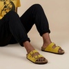 image:imageCUSHIONAIRE Lane Cork Slide Womens Sandals Comfortable Sandals for WomenYellow Vegan Suede