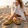 image:imageCUSHIONAIRE Lane Cork Slide Womens Sandals Comfortable Sandals for WomenYellow Vegan Suede