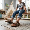 image:imageCUSHIONAIRE Lane Kids Sandals Comfortable Cork Footbed Slide with Adjustable Straps and Supportive Design for Boys and Girls SandalsBrown Nubuck