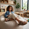 image:imageCUSHIONAIRE Lane Kids Sandals Comfortable Cork Footbed Slide with Adjustable Straps and Supportive Design for Boys and Girls SandalsBrown Nubuck