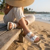 image:imageCUSHIONAIRE Lane Kids Sandals Comfortable Cork Footbed Slide with Adjustable Straps and Supportive Design for Boys and Girls SandalsWhite Matt