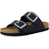 image:imageCUSHIONAIRE Laz 100 Genuine Leather Cork Footbed Slide Sandals for WomenBlack