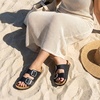 image:imageCUSHIONAIRE Laz 100 Genuine Leather Cork Footbed Slide Sandals for WomenBlack
