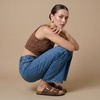 image:imageCUSHIONAIRE Laz 100 Genuine Leather Cork Footbed Slide Sandals for WomenTobacco