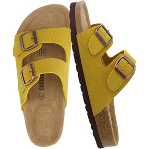 image:imageCUSHIONAIRE Lane Cork Slide Womens Sandals Comfortable Sandals for WomenYellow Vegan Suede