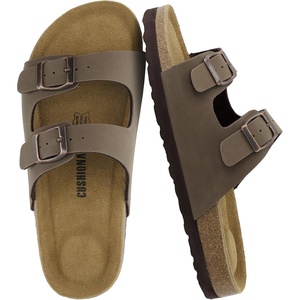 image:imageCUSHIONAIRE Lane Kids Sandals Comfortable Cork Footbed Slide with Adjustable Straps and Supportive Design for Boys and Girls SandalsBrown Nubuck