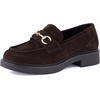 image:imageCUSHIONAIRE Gamble Leather Loafers for Women Slip On Chunky Sole Work ShoeChocolate Genuine Suede