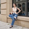image:imageCUSHIONAIRE Wesley Woven Lace Up Ballet Flats for WomenBlack