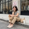 image:imageCUSHIONAIRE Wesley Woven Lace Up Ballet Flats for WomenWheat