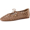 image:imageCUSHIONAIRE Wesley Woven Lace Up Ballet Flats for WomenLatte