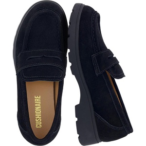 image:imageCUSHIONAIRE Bard 100 Genuine Leather Penny Loafers for WomenBlack Genuine Suede