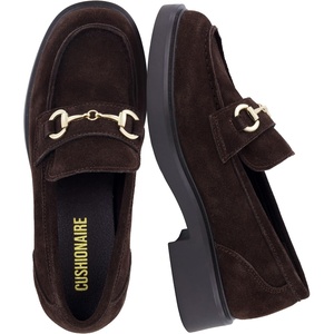 image:imageCUSHIONAIRE Gamble Leather Loafers for Women Slip On Chunky Sole Work ShoeChocolate Genuine Suede