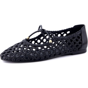 image:imageCUSHIONAIRE Wesley Woven Lace Up Ballet Flats for WomenBlack