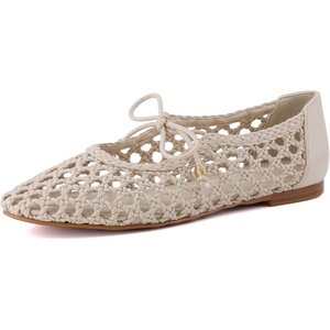 image:imageCUSHIONAIRE Wesley Woven Lace Up Ballet Flats for WomenWheat